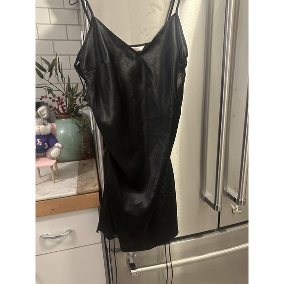 Victoria's Secret Pink Tag Dress/Nightie Black SzM Lace Up Sides Adjust Straps - Picture 10 of 11